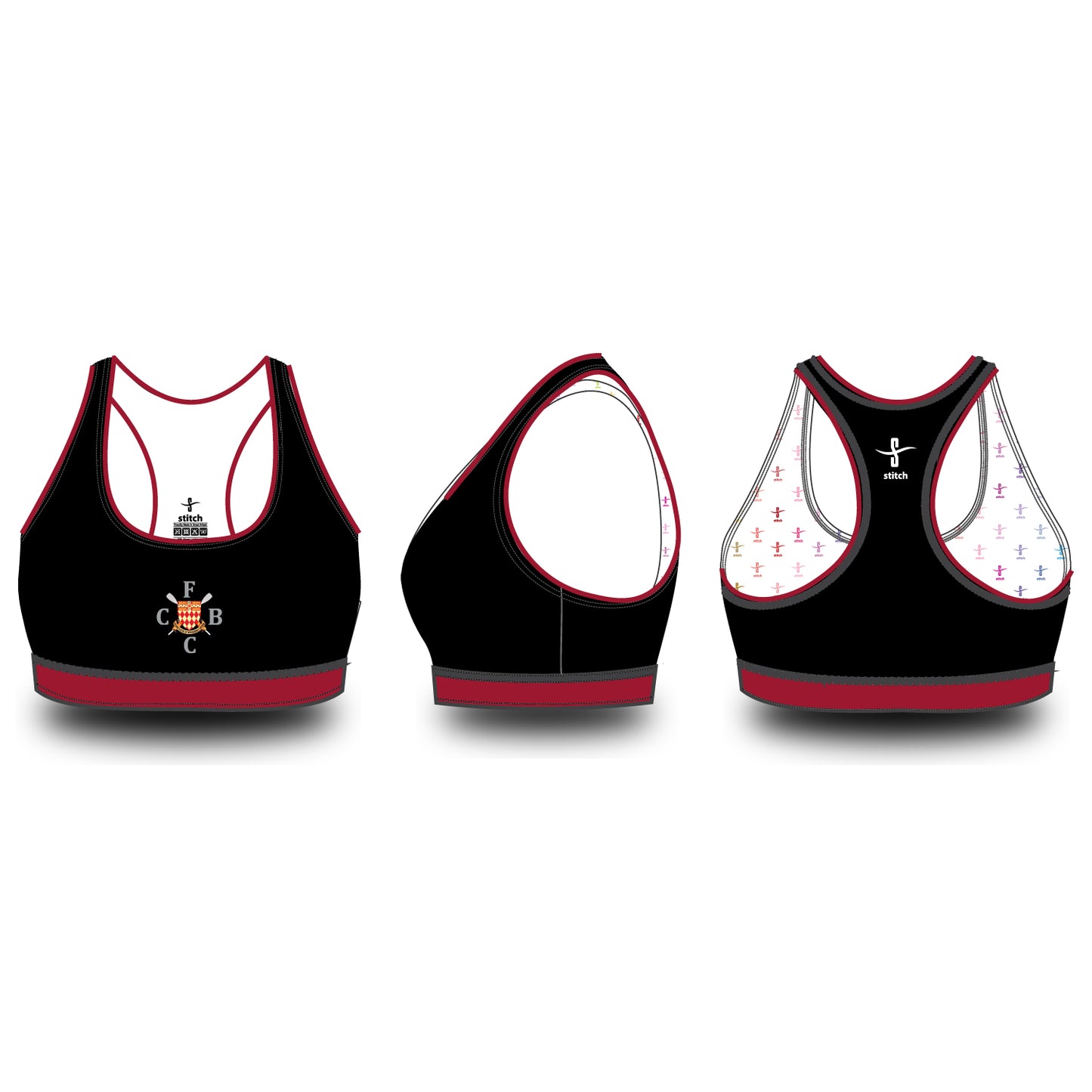 Fitzwilliam Sports Bra Black Maroon