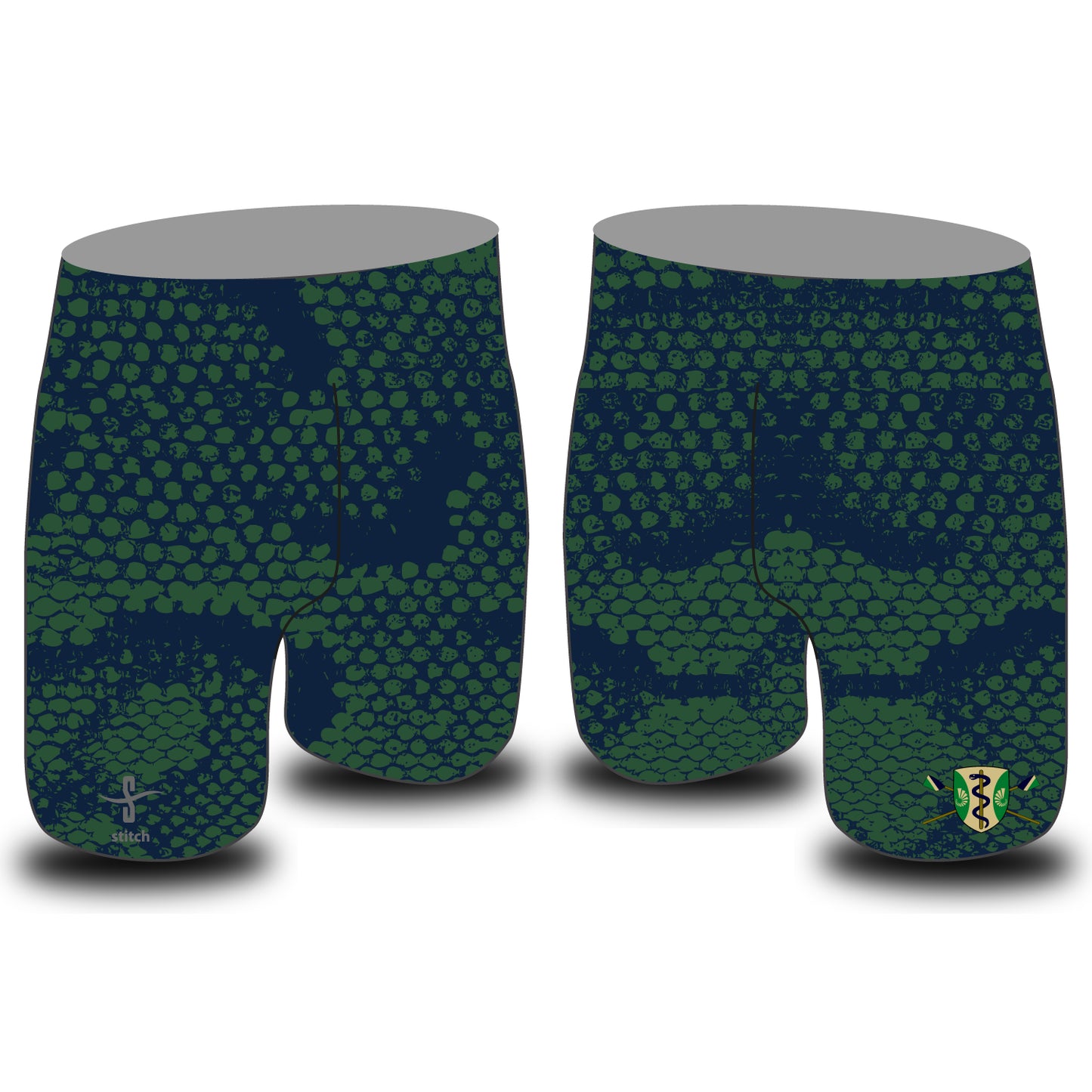 Green Templeton BC Green Navy Snake Skin Rowing Shorts