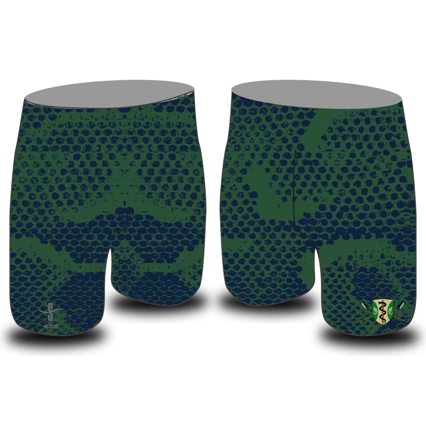 Green Templeton BC Navy Green Snake Skin Rowing Shorts