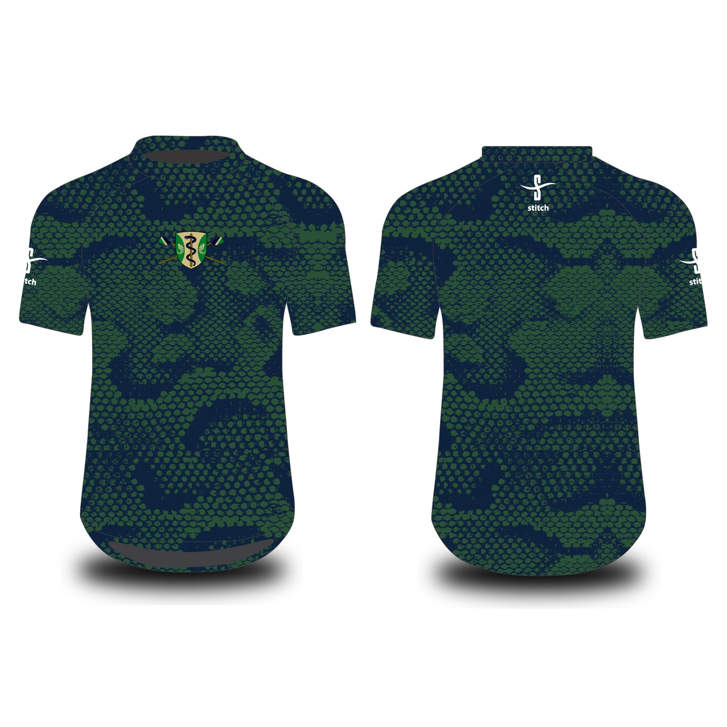 Green Templeton BC Green Navy Snake Skin Tech Top Short Sleeve