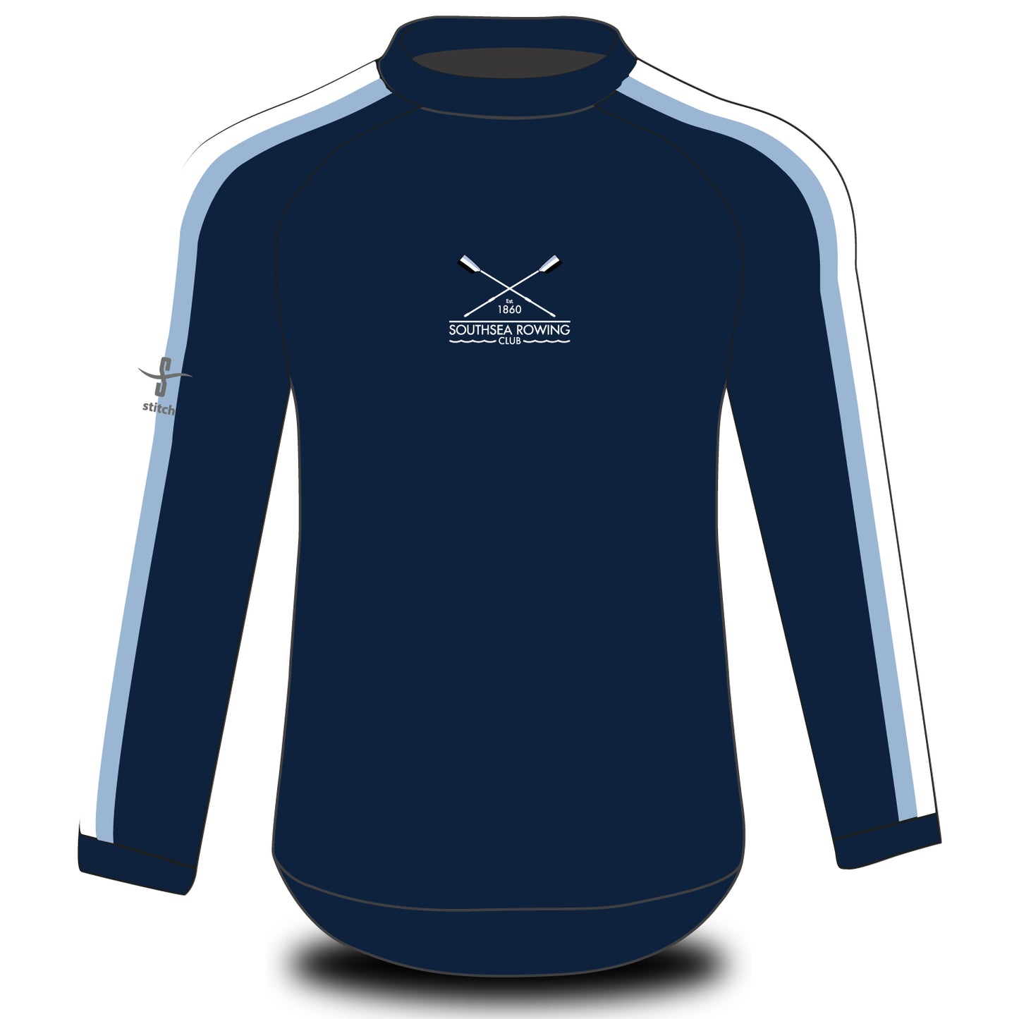 Southsea Rowing Club 3x1 Inch Stripe Tech Top Long Sleeve