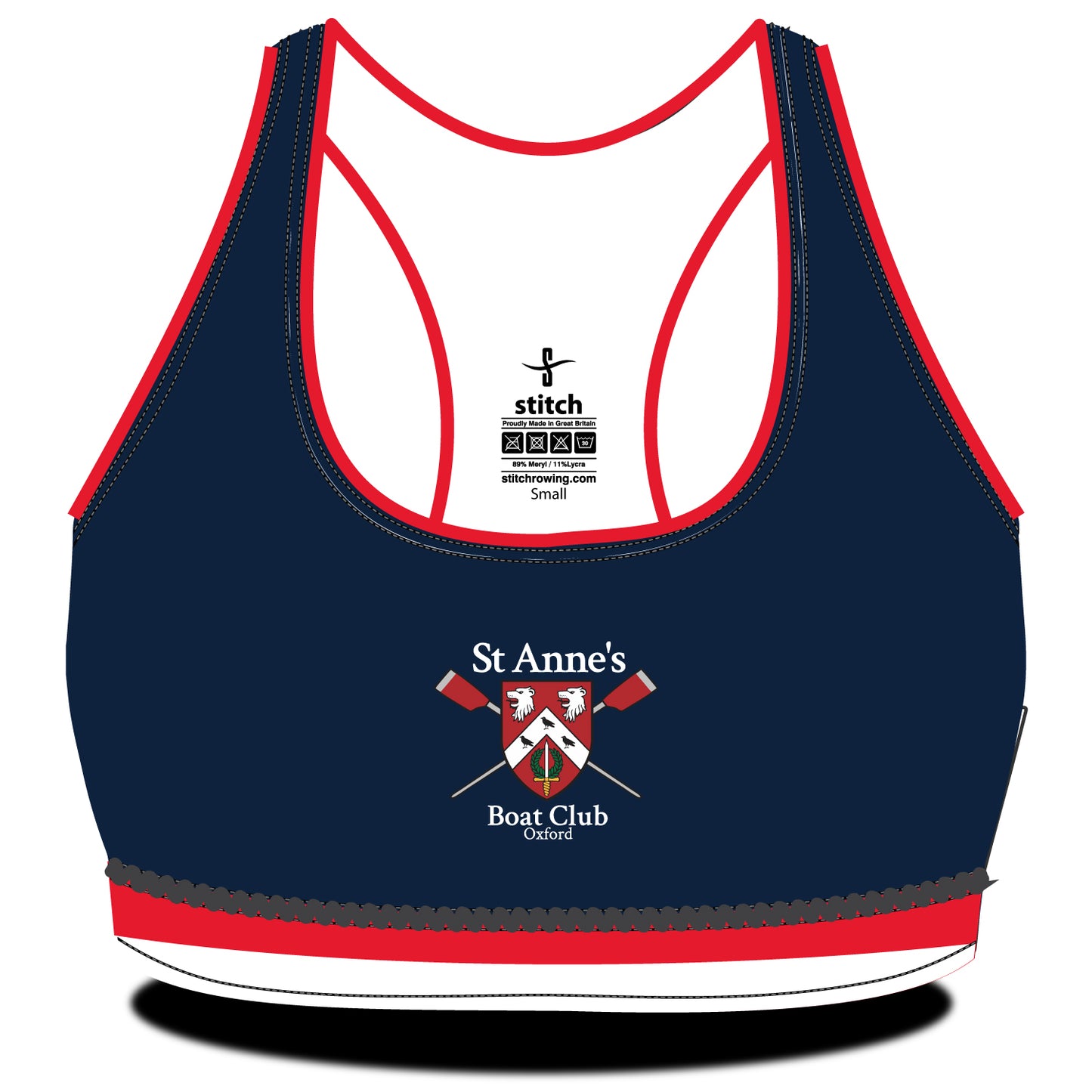 St Anne's College Oxford Sports Bra Striped Hem