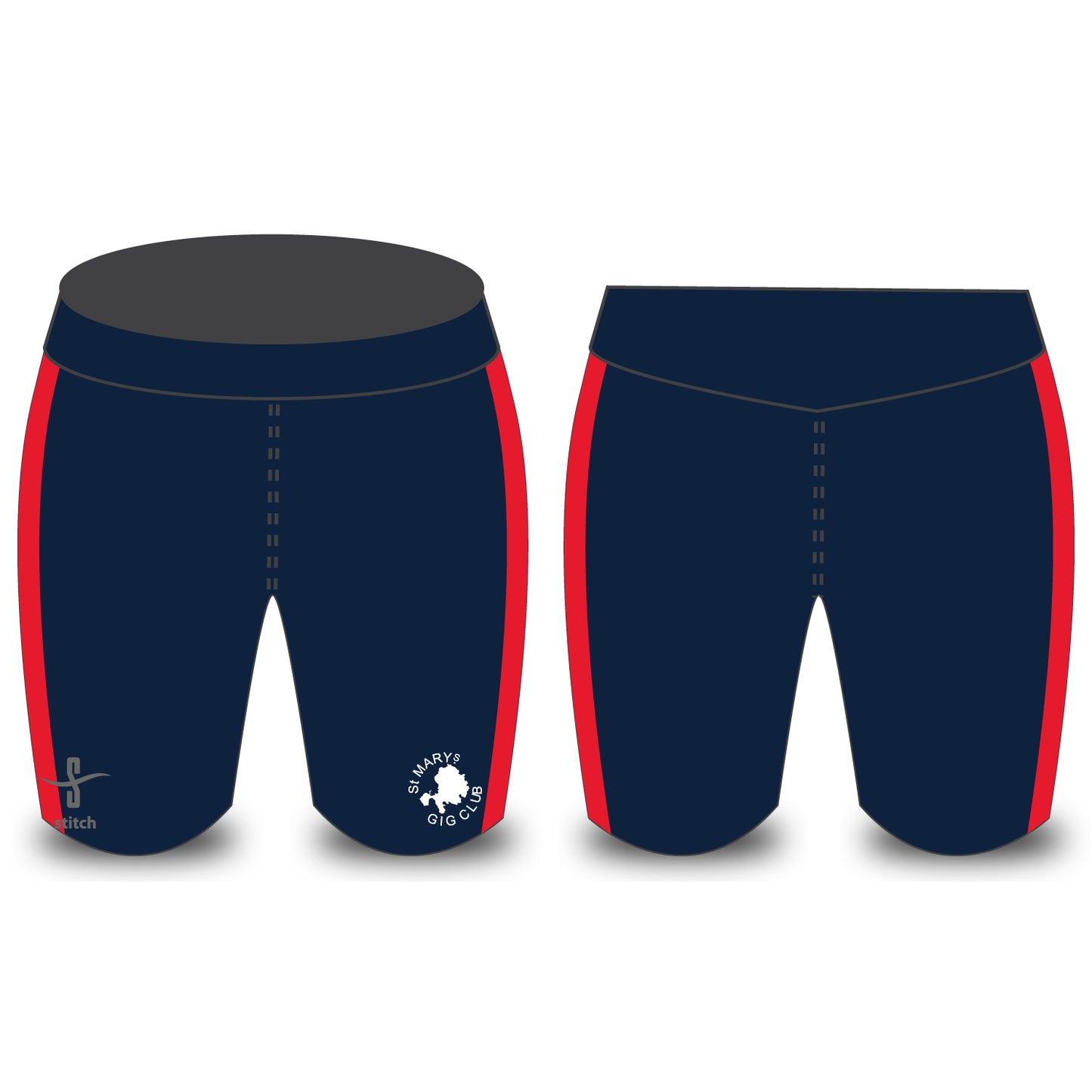 St Mary's Gig Club Navy/Red Rowing Shorts