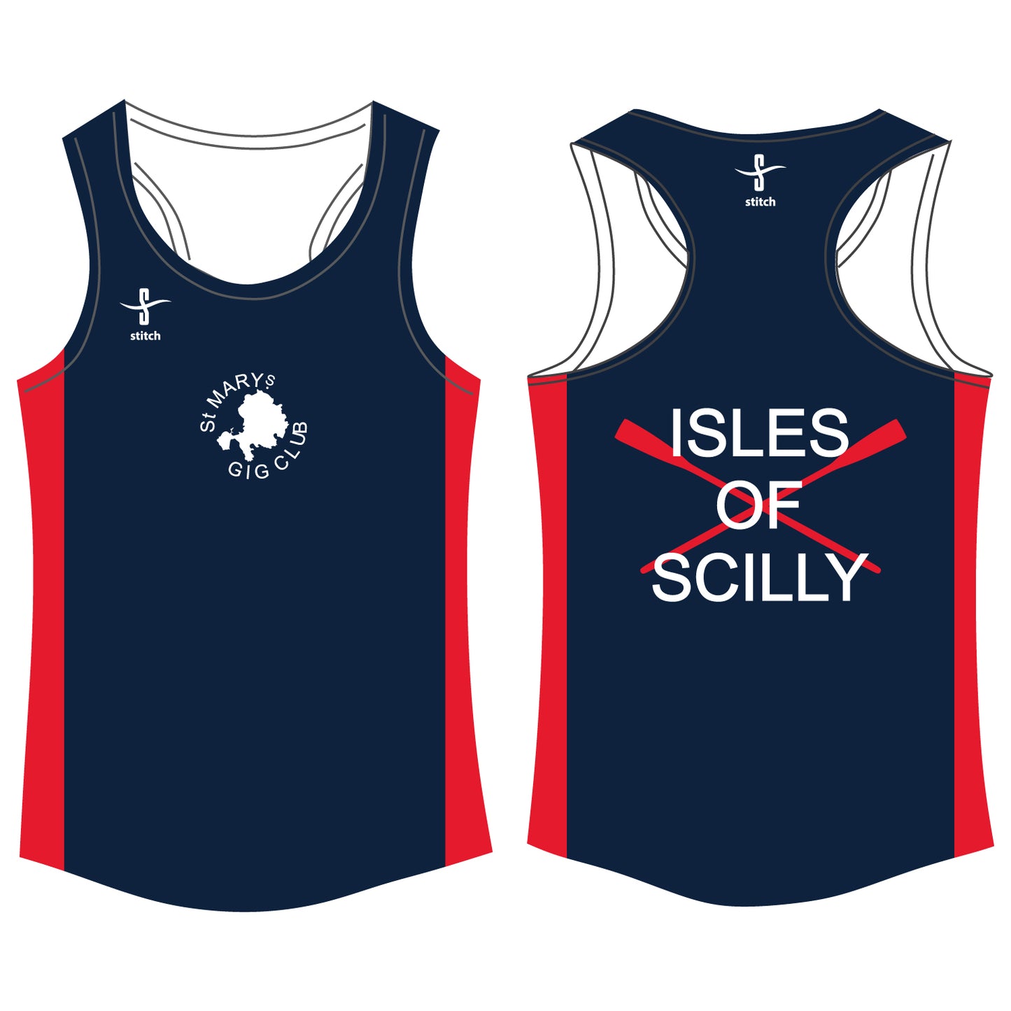 St Mary's Gig Club Navy/Red Vest