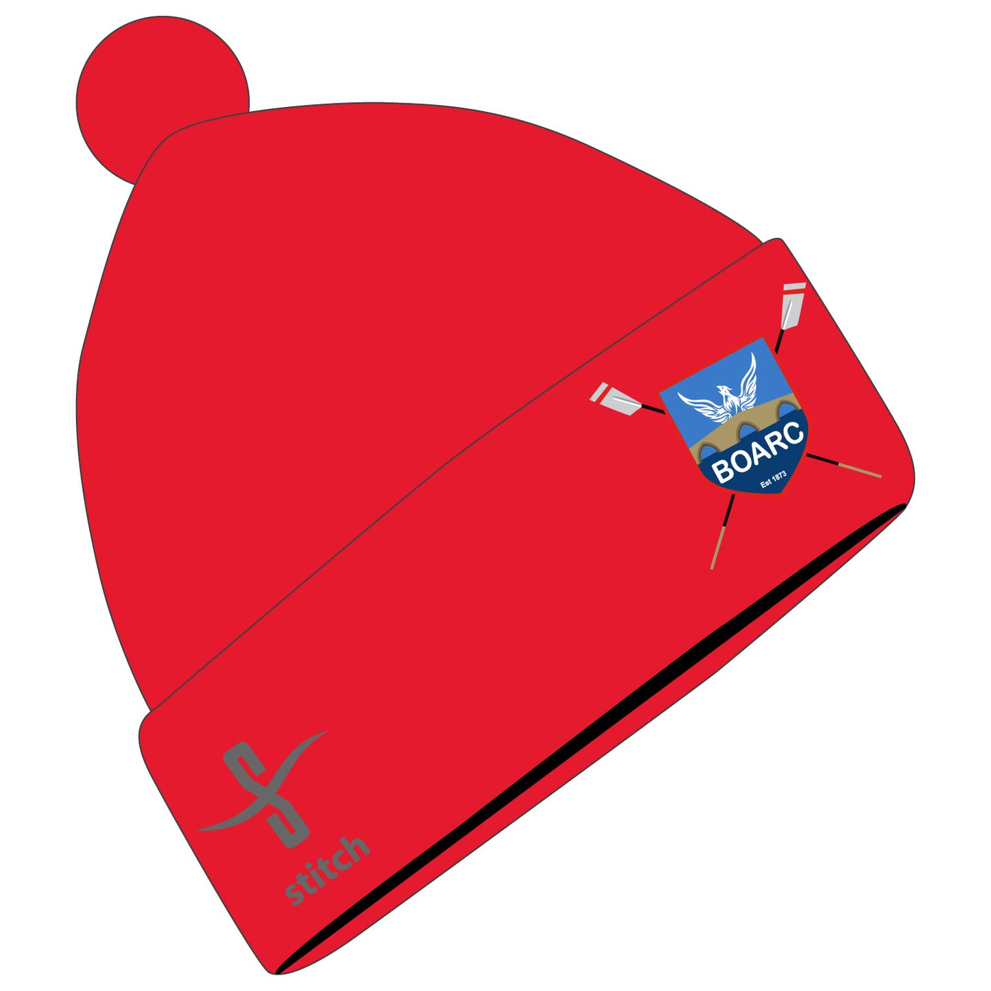 Bradford on Avon Rowing Club Red Pom Pom Beanie