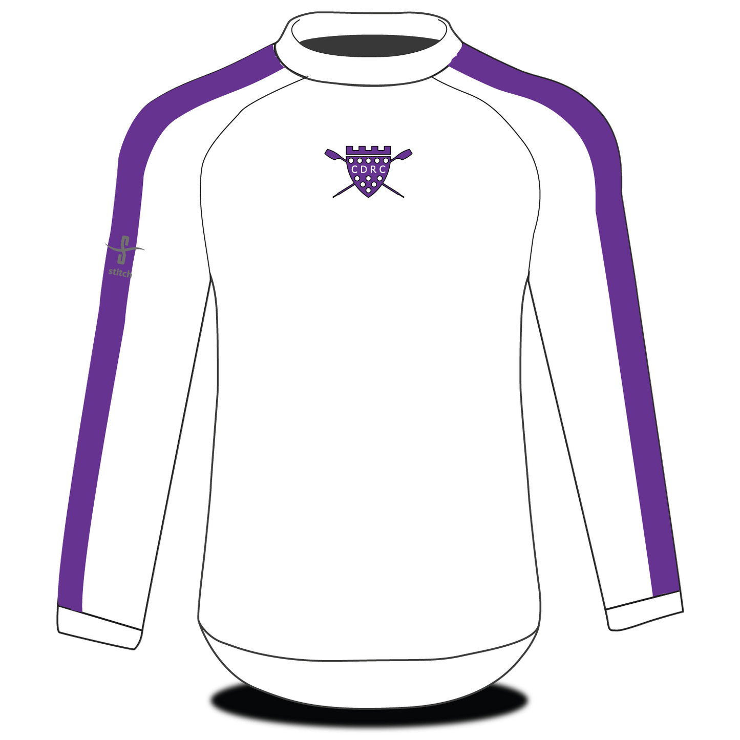 Castle Dore RC Tech Top LS White with Purple Stripe