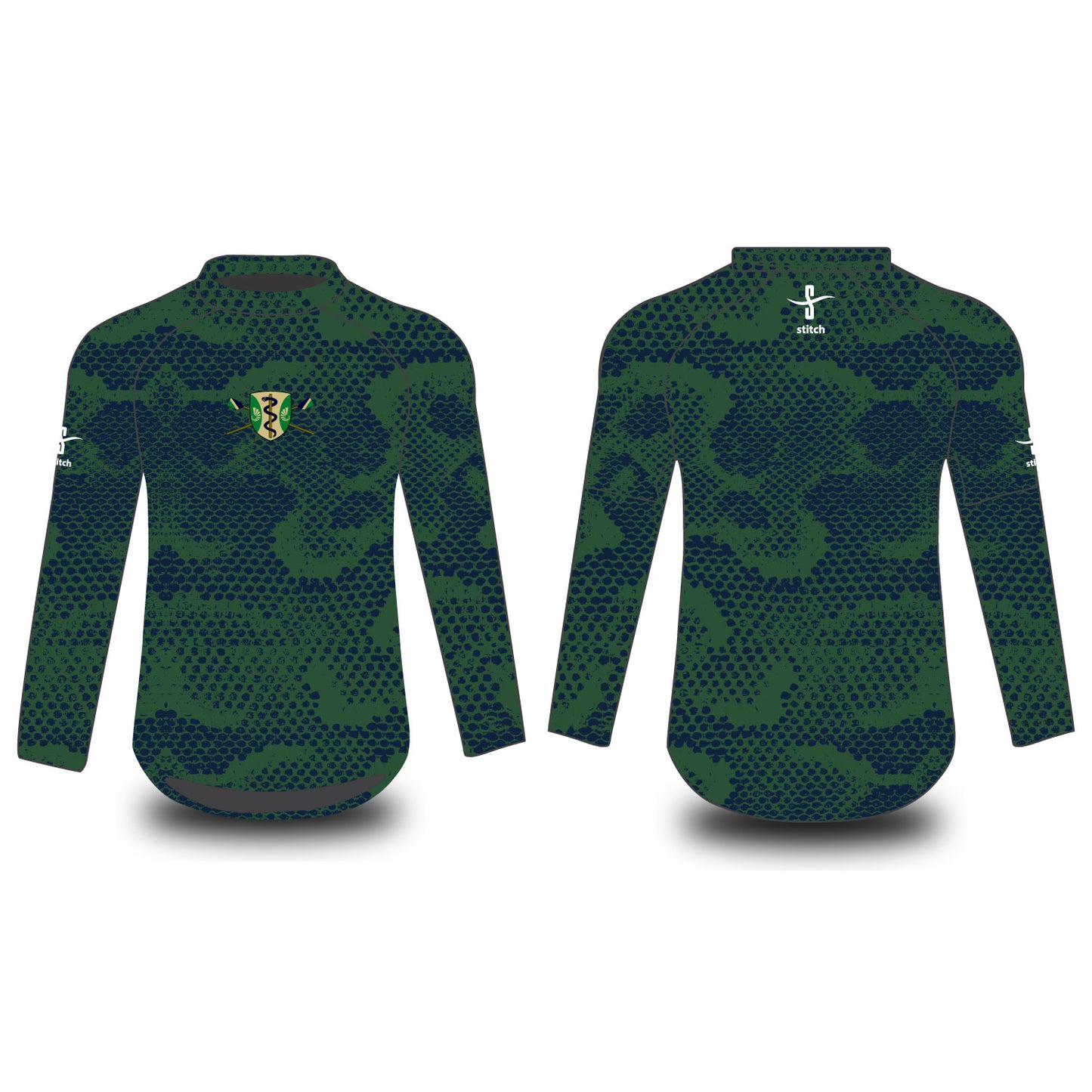 Green Templeton BC Navy Green Snake Skin Tech Top Long Sleeve