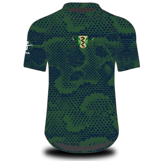 Green Templeton BC Navy Green Snake Skin Tech Top Short Sleeve