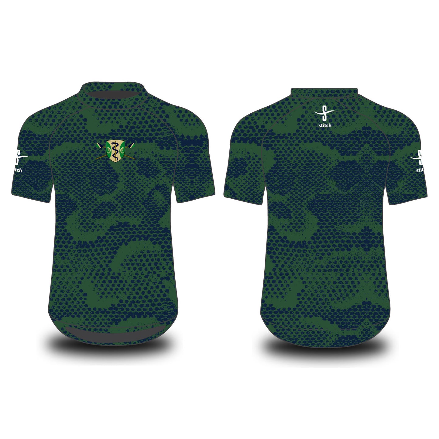 Green Templeton BC Navy Green Snake Skin Tech Top Short Sleeve
