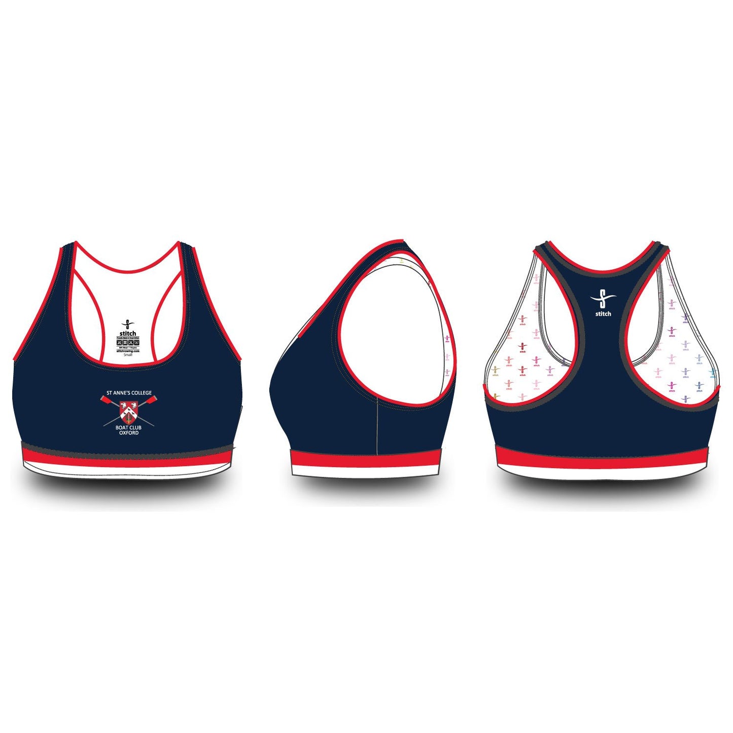 St Anne's College Oxford Sports Bra Striped Hem