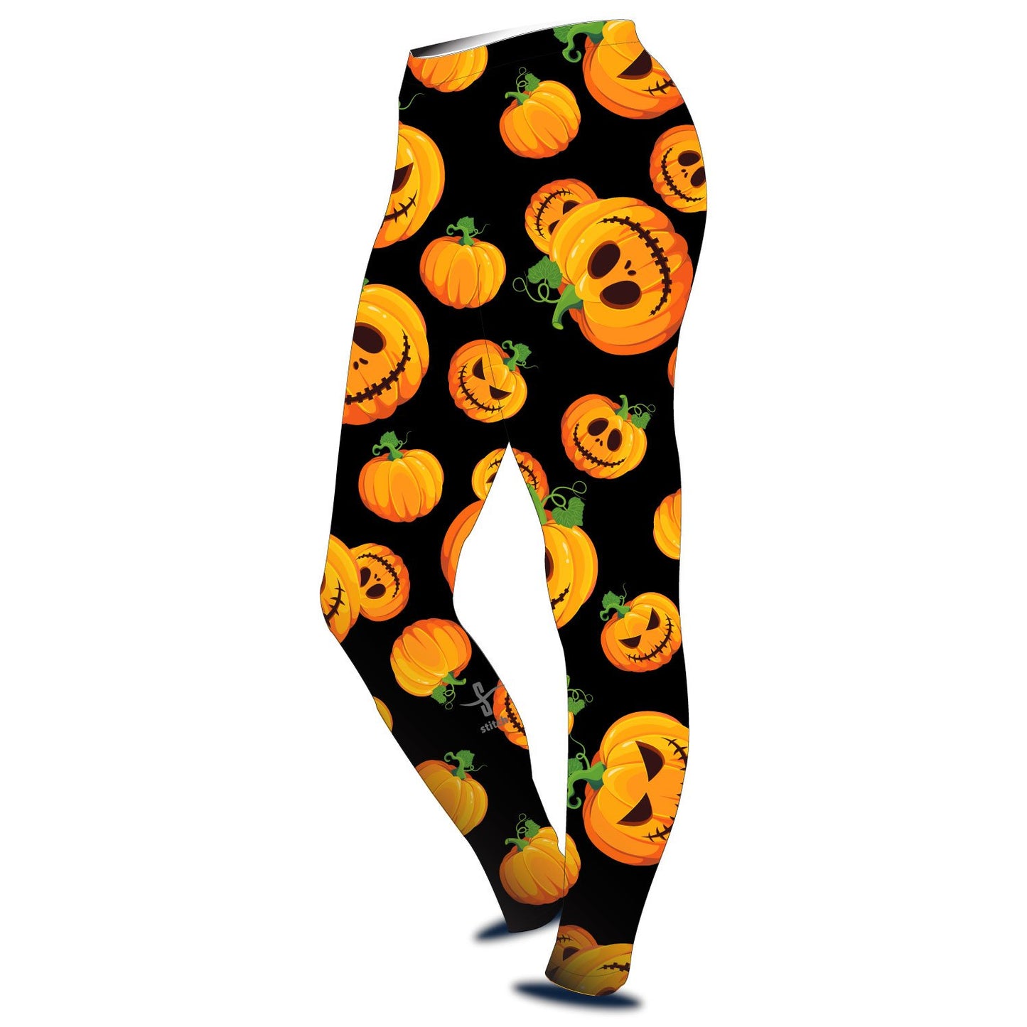 Stitch Rowing Halloween Pumpkin Leggings