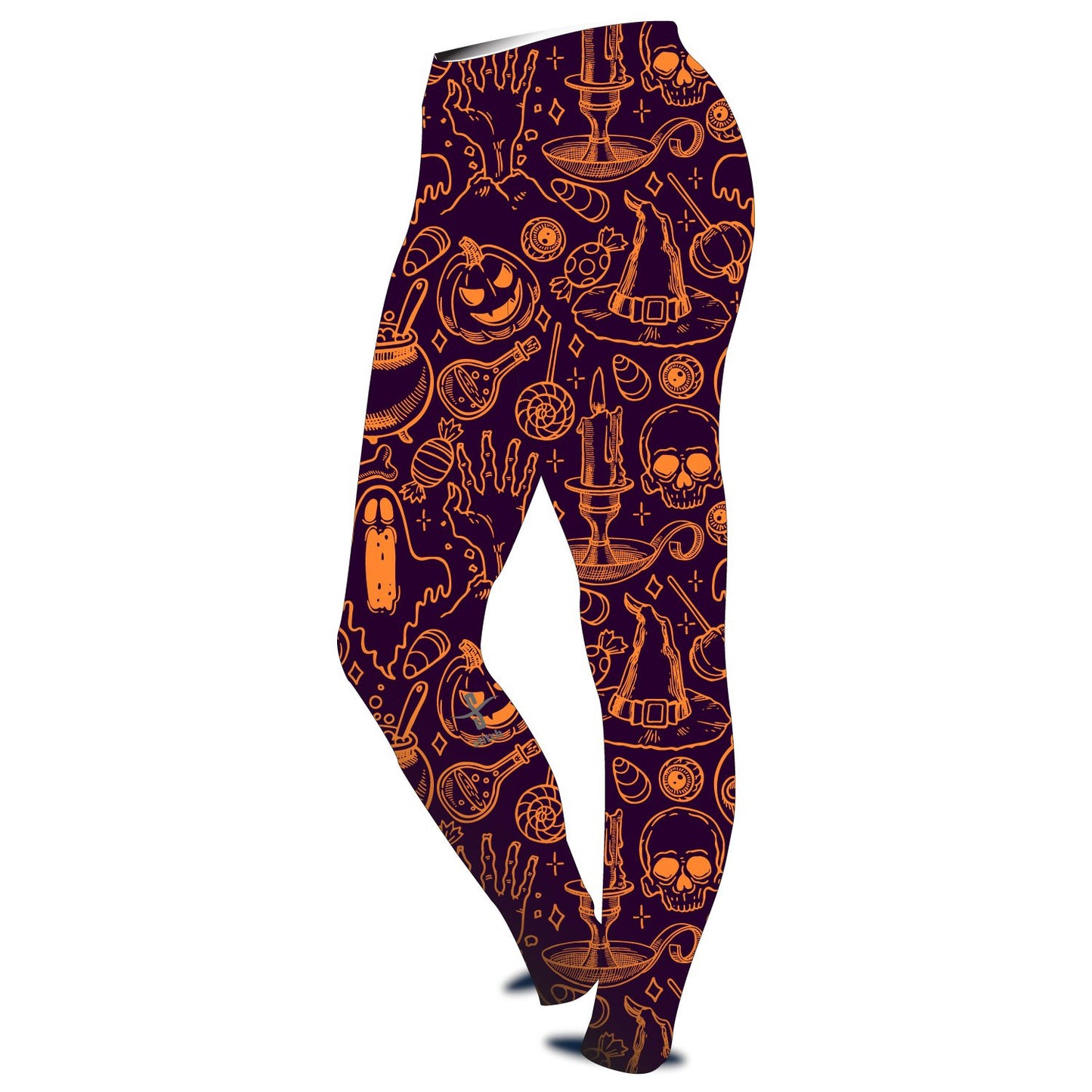 Stitch Rowing Halloween Skulls Candles & Cauldrons Leggings