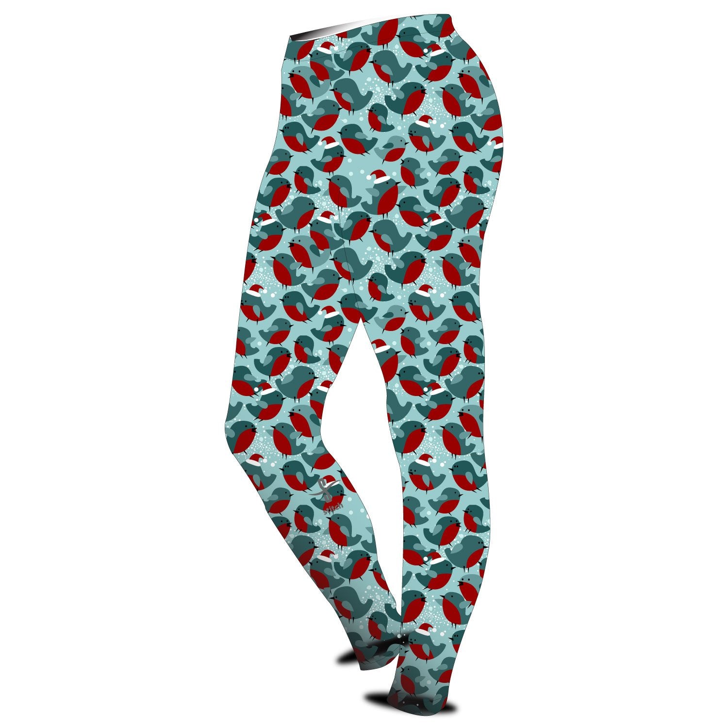 Stitch Rowing Leggings Christmas Robins - Main Image