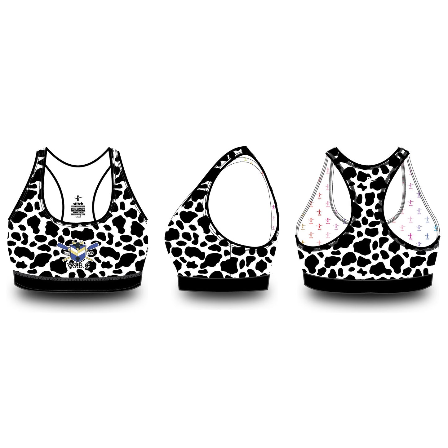 Vet School Boat Club Sports Bra Cow Print Body