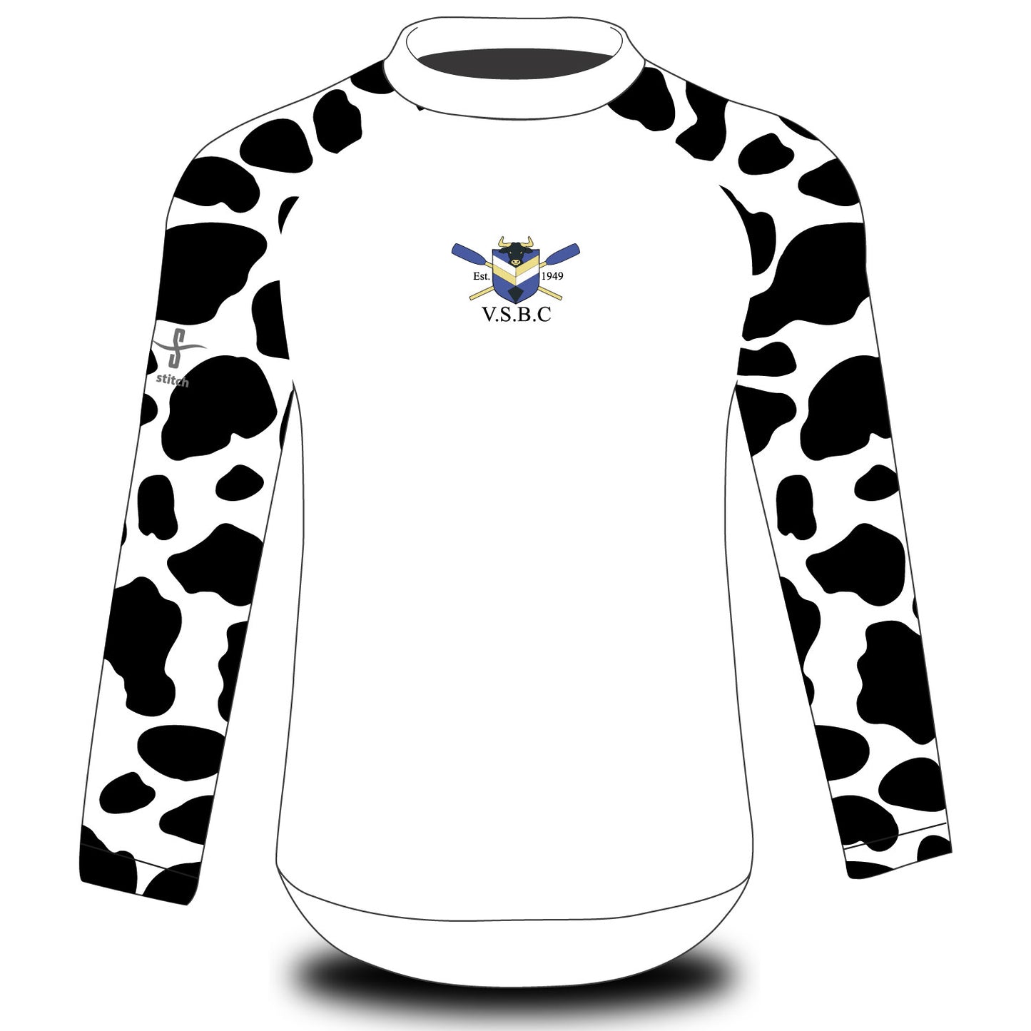 Vet School Boat Club Tech Top Long Sleeve Cow Print