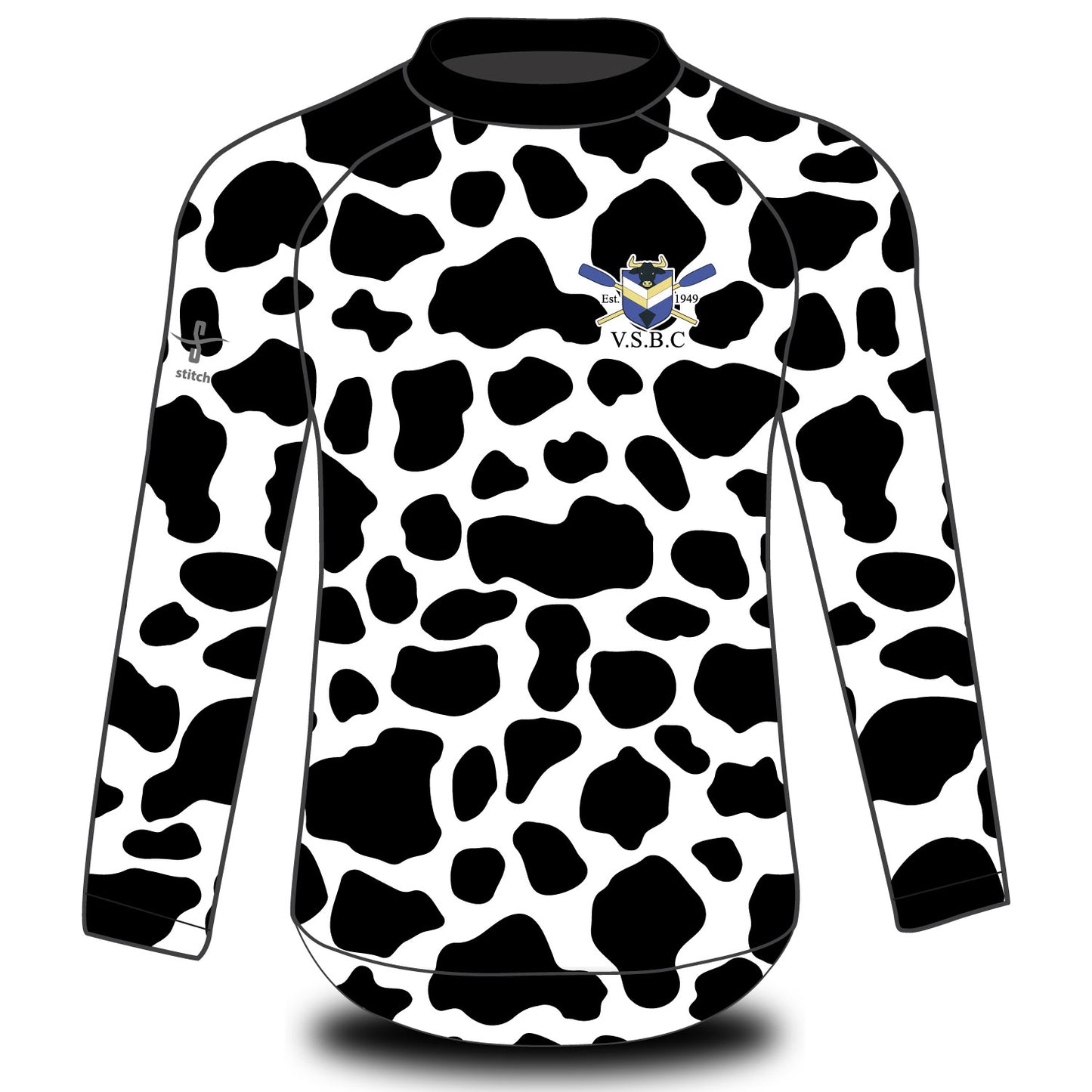 Vet School Boat Club Tech Top Long Sleeve Full Cow Print