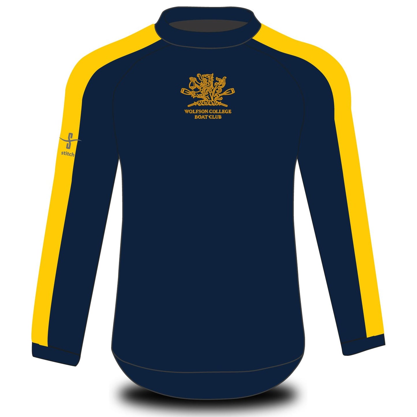 Wolfson College Cambridge Long Sleeve Tech Top Navy Amber