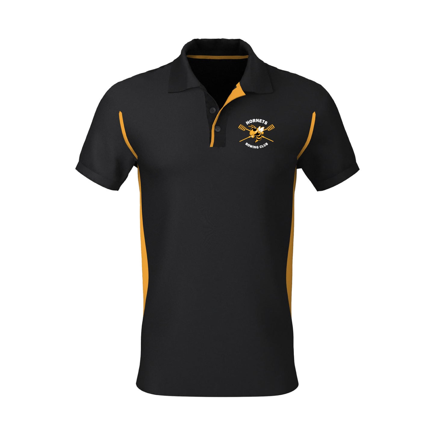 Hornets Rowing Club Polo Shirt Black & Amber