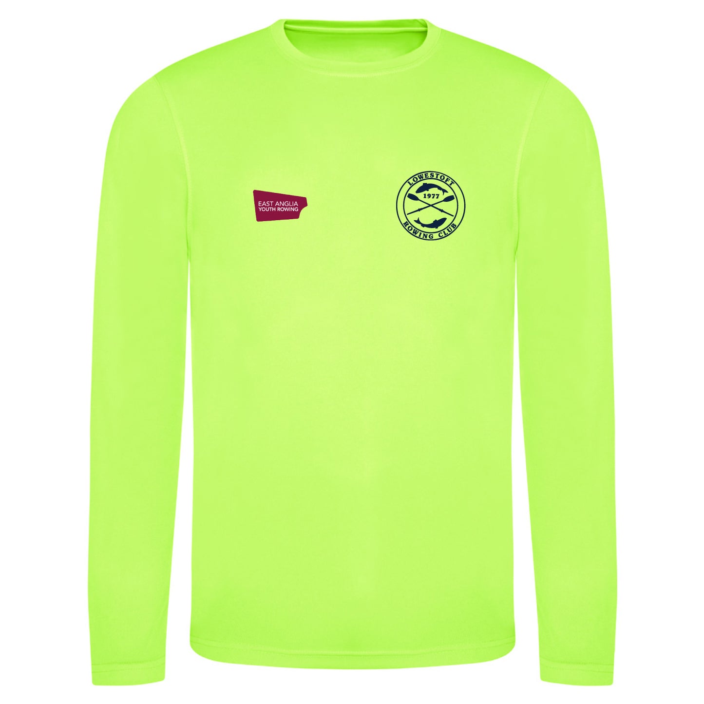 Lowestoft Coastal Sculling Academy Fluorescent Green Long Sleeve T-shirt