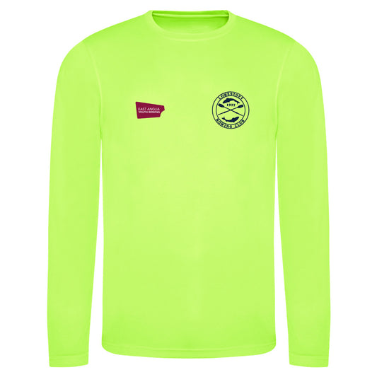 Lowestoft Coastal Sculling Academy Fluorescent Green Long Sleeve T-shirt