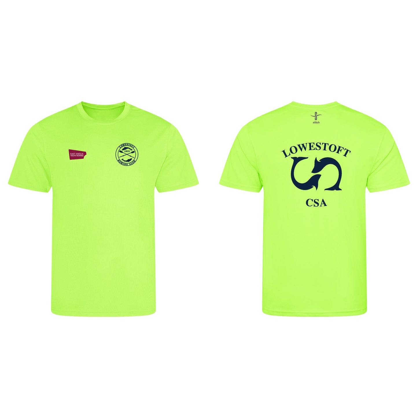 Lowestoft Coastal Sculling Academy Fluorescent Green Short Sleeve T-shirt