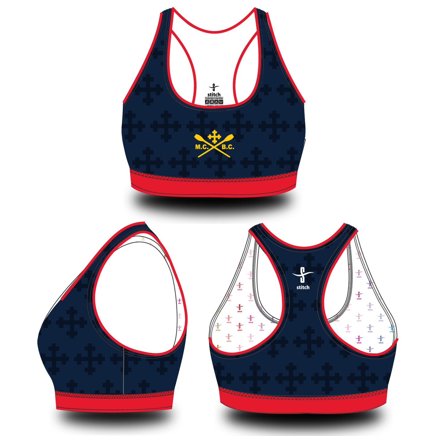 Mansfield College Boat Club Ghosted Cross Sports Bra