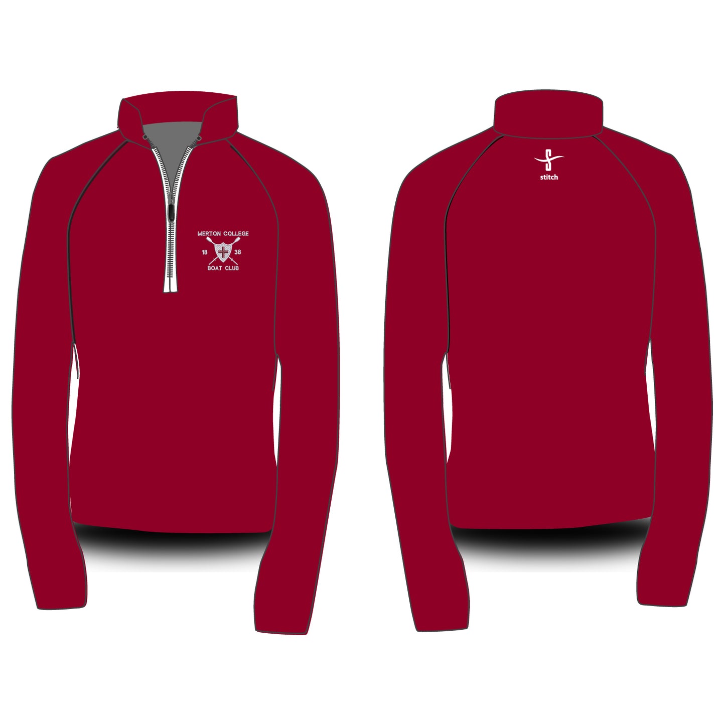Merton College Boat Club Maroon Fleece Lined Midlayer