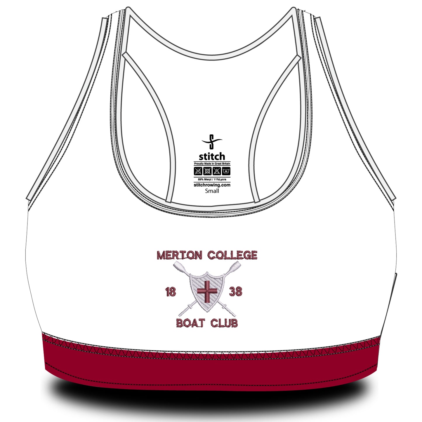 Merton College Boat Club White Sports Bra
