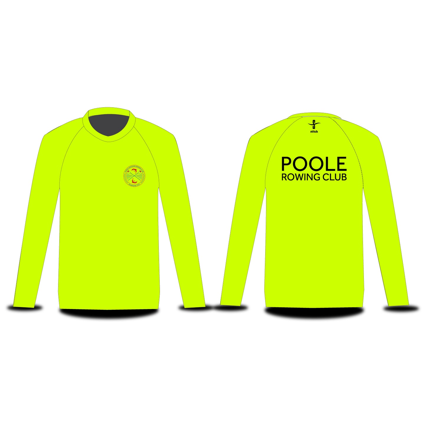 Poole Amateur Rowing Club Fluorescent Yellow Long Sleeve T-Shirt
