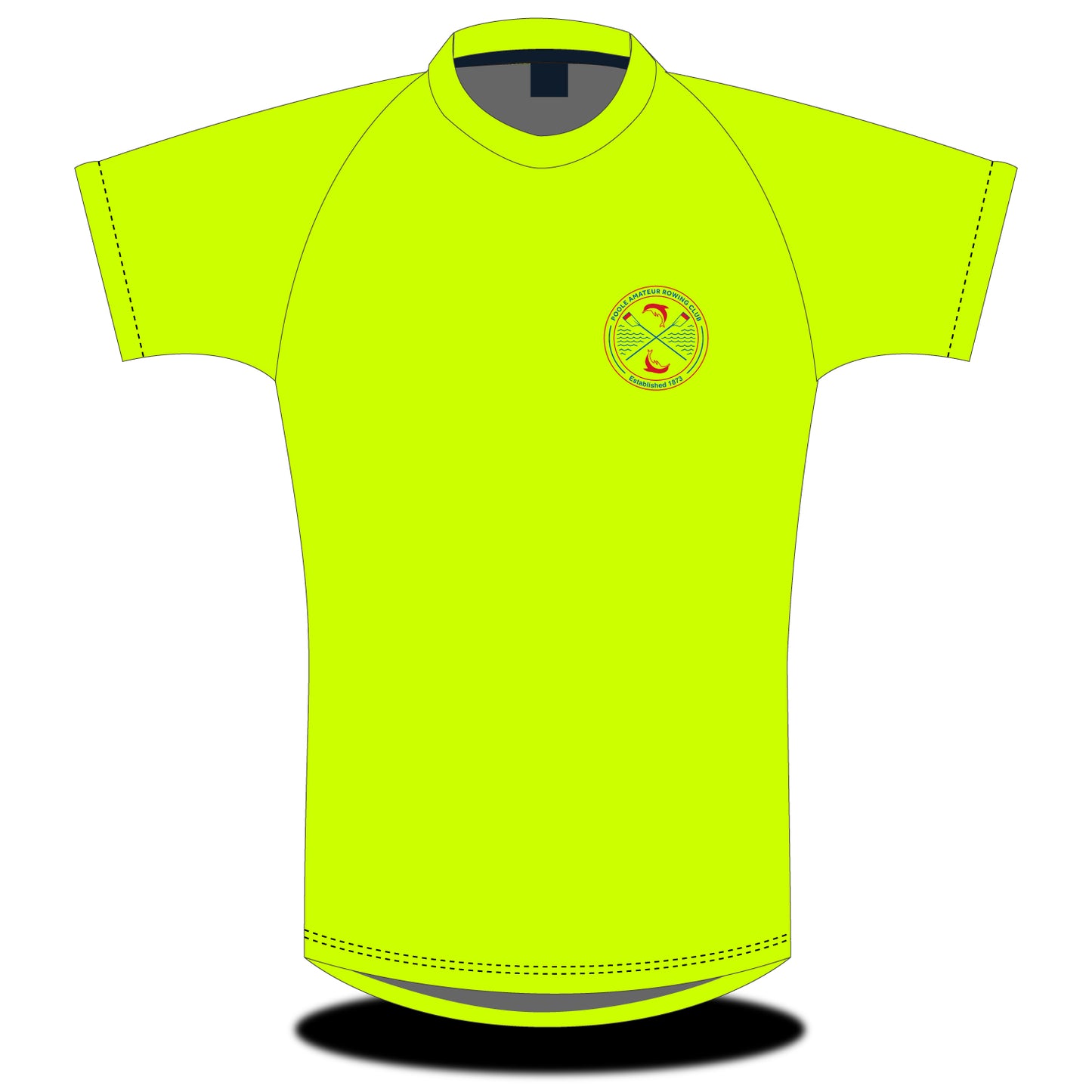 Poole Amateur Rowing Club Fluorescent Yellow Short Sleeve T-Shirt