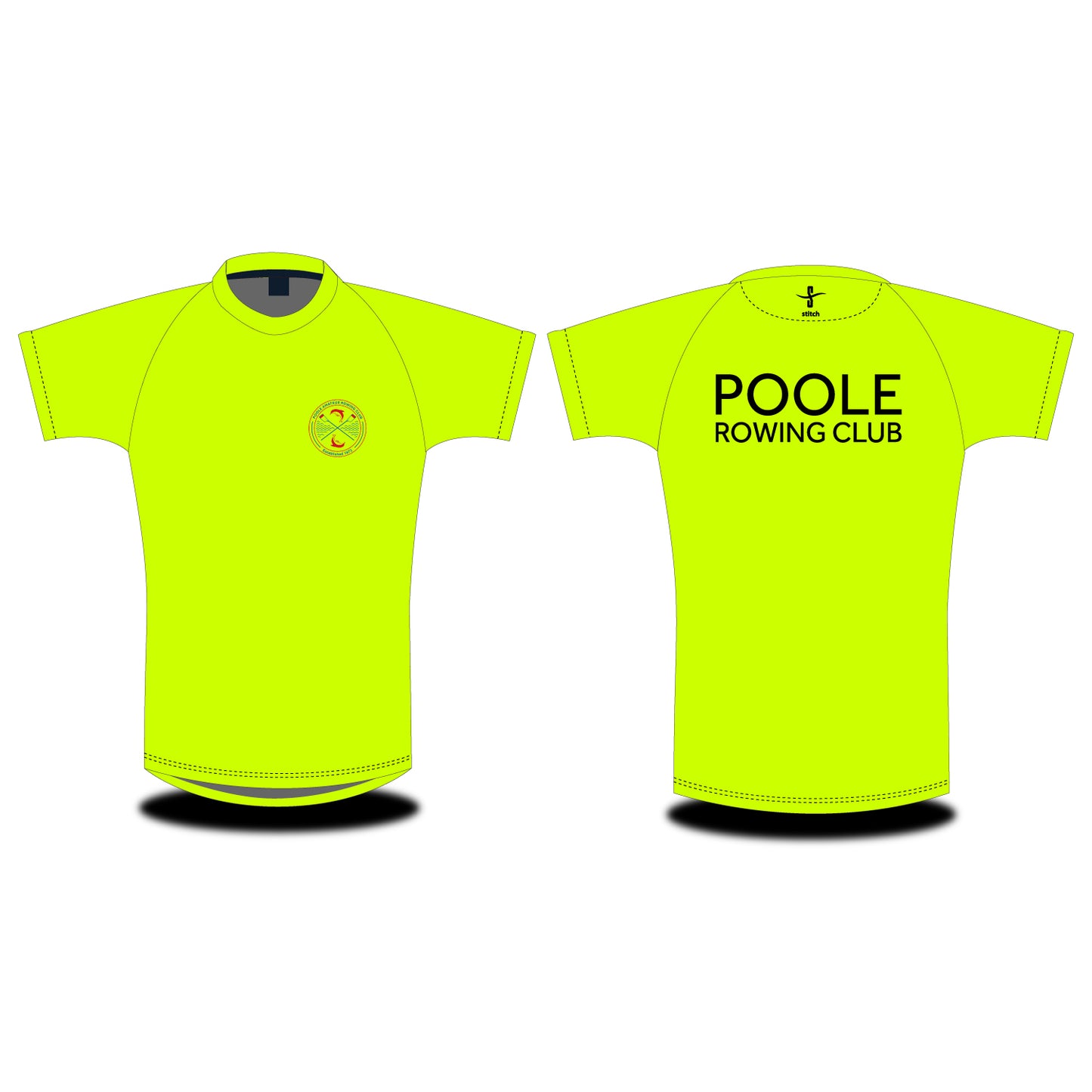 Poole Amateur Rowing Club Fluorescent Yellow Short Sleeve T-Shirt
