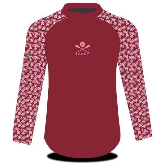 St Catharine's College Cambridge Maroon Wheel Tech Top Long Sleeve