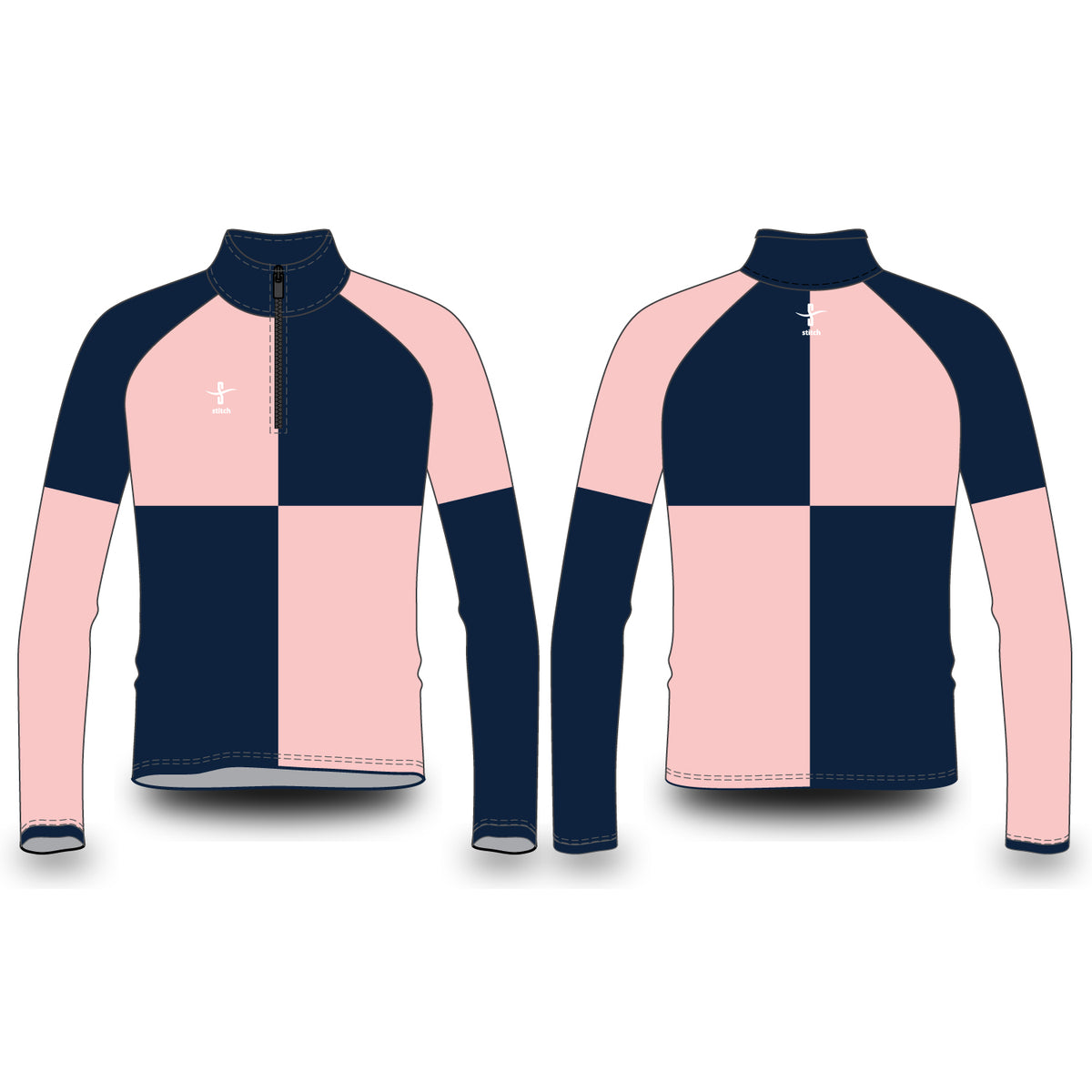 Traditional Rowing Jacket Stitch Rowing Quarter Varsity Splash Jacket Pink Navy