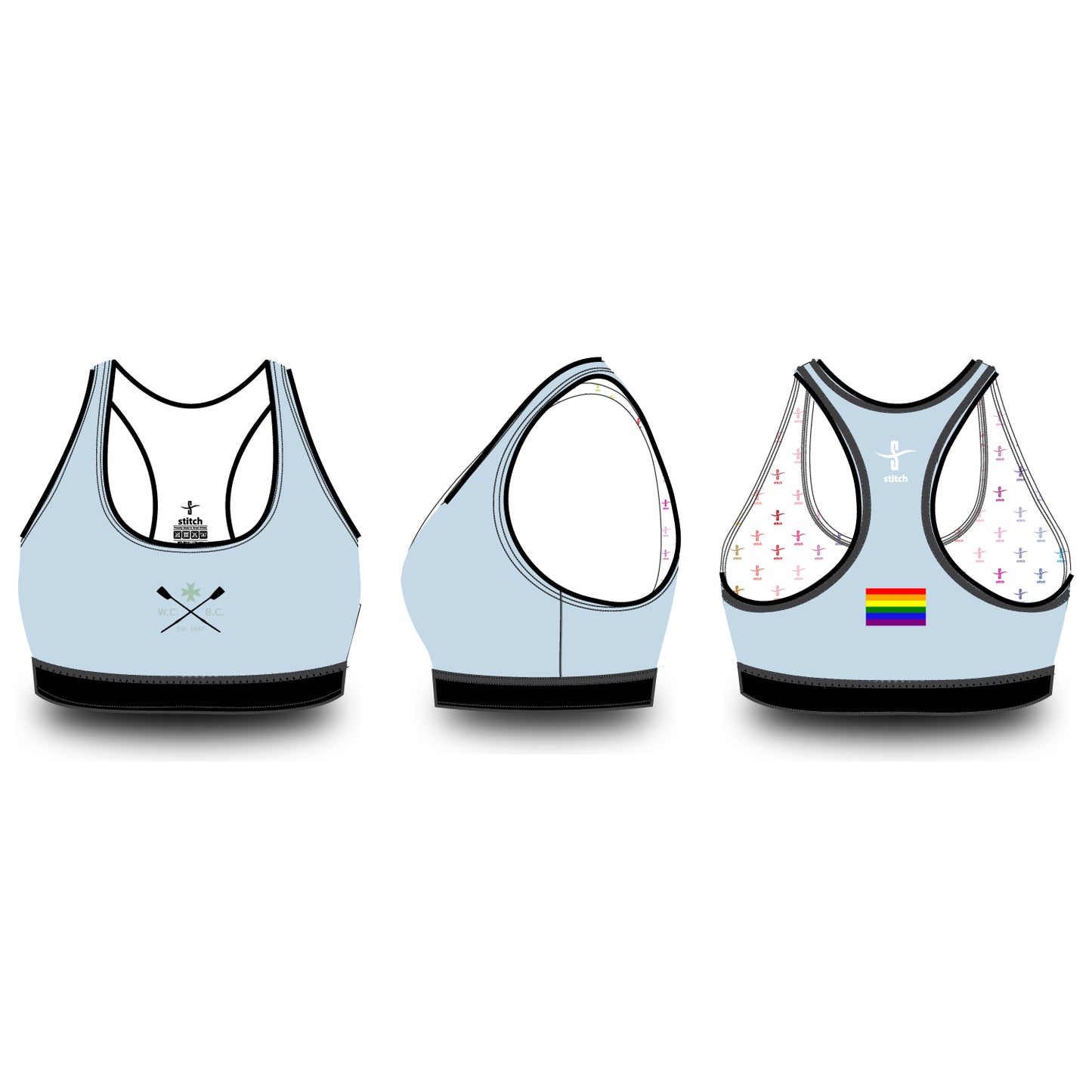 Wadham College Boat Club Sports Bra With Rainbow Flag