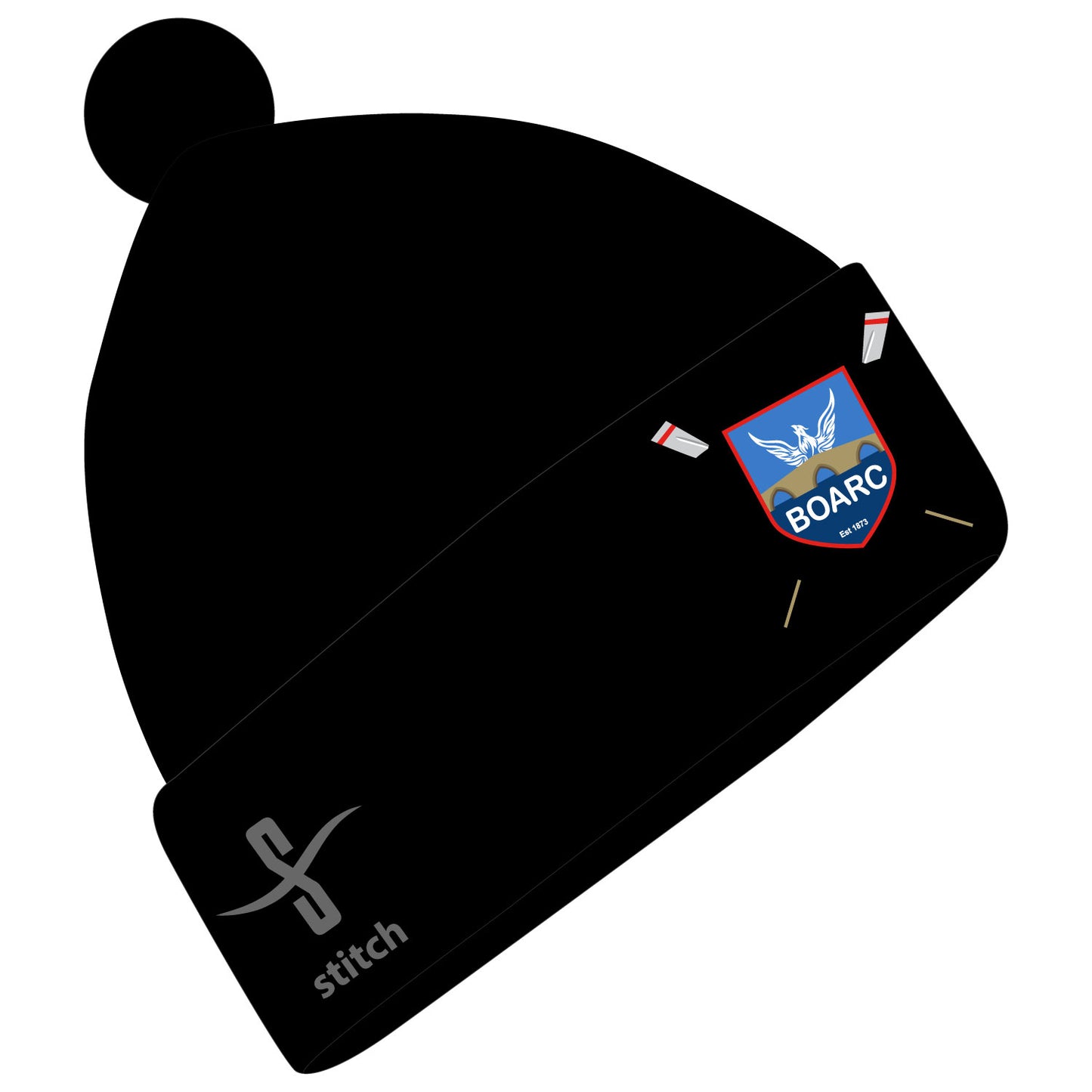 Bradford on Avon Rowing Club Black Pom Pom Beanie