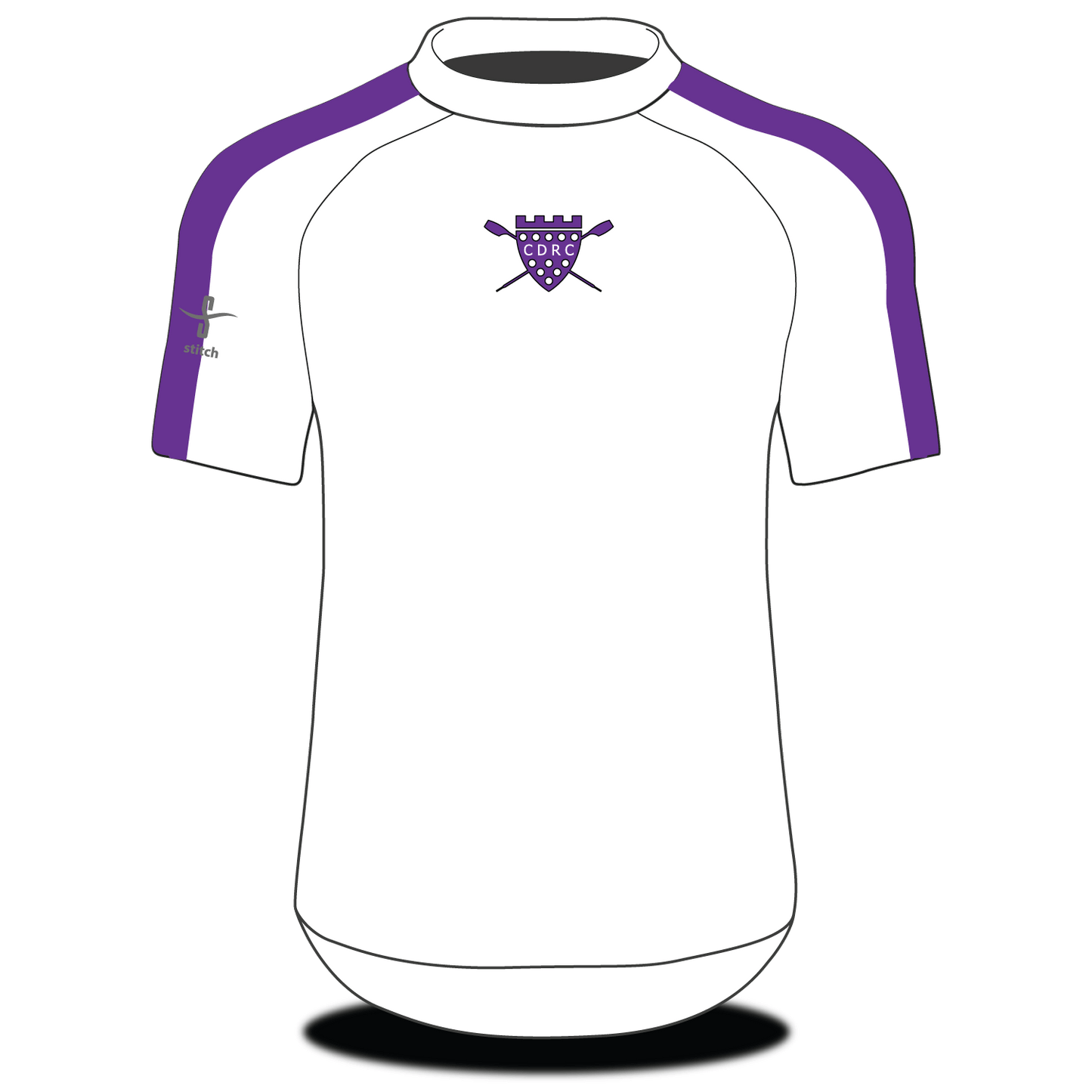 Castle Dore RC Tech Top SS White with Purple Stripe
