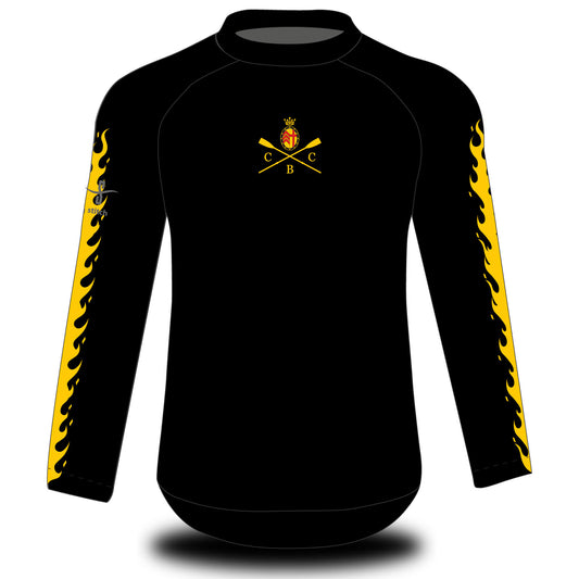 Clare College Cambridge Yellow Fire Long Sleeved Tech Top