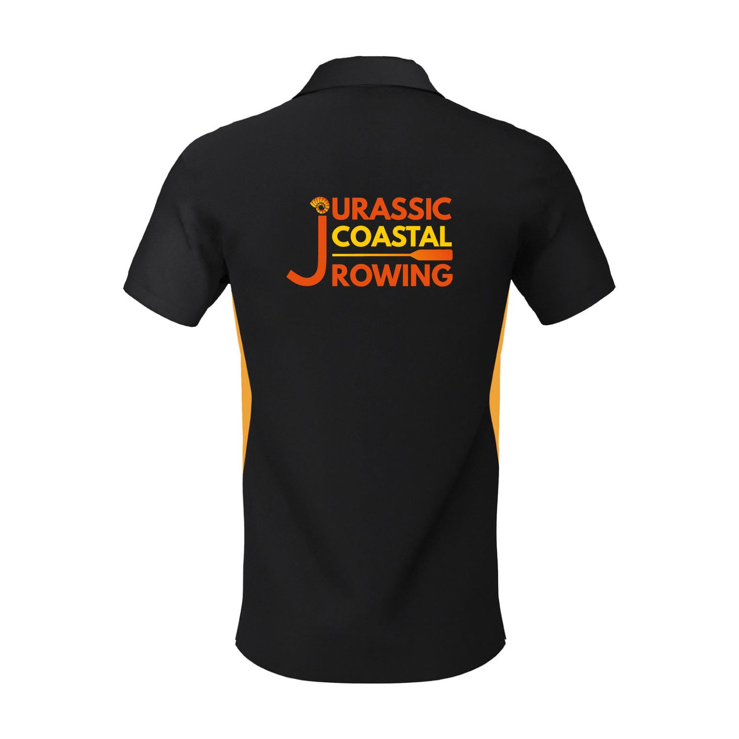 Jurassic Coastal Rowing Exmouth Polo Shirt Black Amber