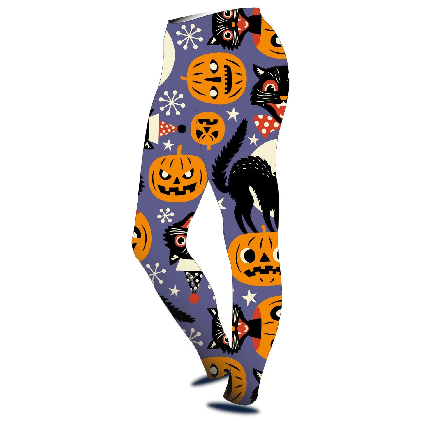 Stitch Rowing Halloween Pumpkin & Cats Leggings