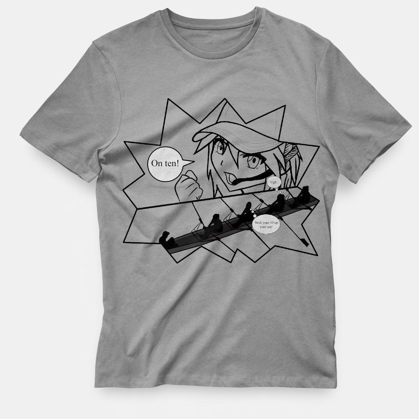 Stitch Rowing Anime Custom T-Shirt Grey