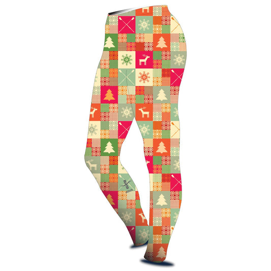 Stitch Rowing Leggings Christmas Patchwork
