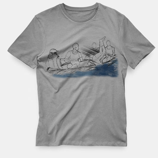 Stitch Rowing Man Over Board T-Shirt Grey