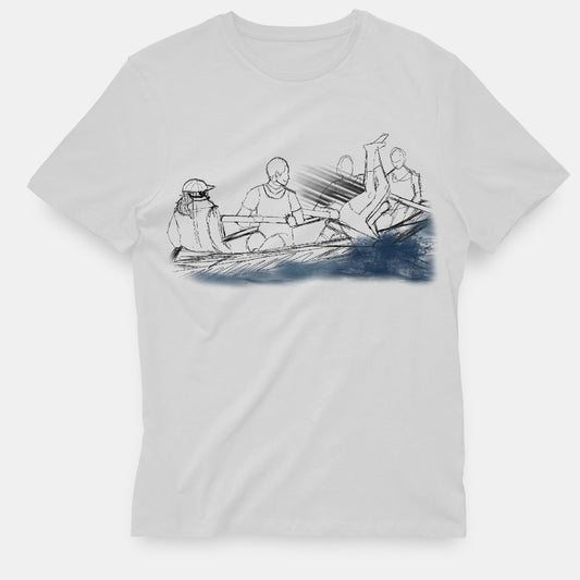 Stitch Rowing Man Over Board T-Shirt White